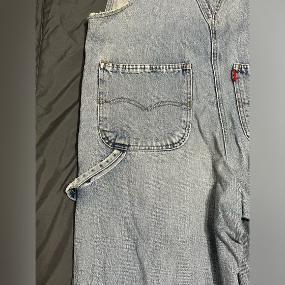Vintage 90s NASA Y2K Backward S Acid Wash Button Fly Denim Overalls - Picture 14 of 16